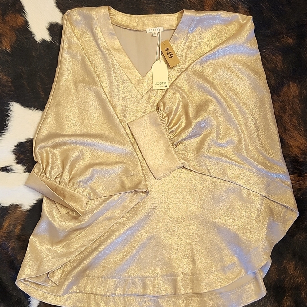 JODIFL Metallic Gold Blouse